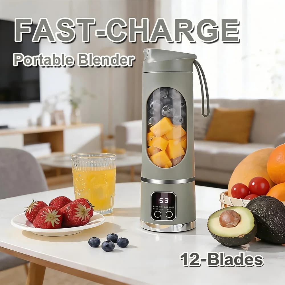 Portable Electric Juicer USB Charging Mini Wireless Juicer Bottle 450ml Cup Fruit Mixer Handheld Blender for Home Travel Office