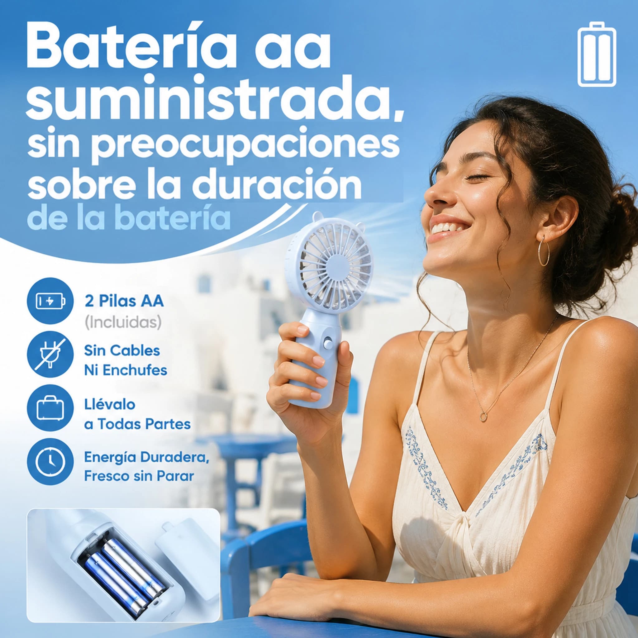 Spanish: Portable Handheld Fan with Bear Ear Design, 5 Blades, Silent, Small and Lightweight, 4 Colors Available, for Travel, Office and Outdoors
