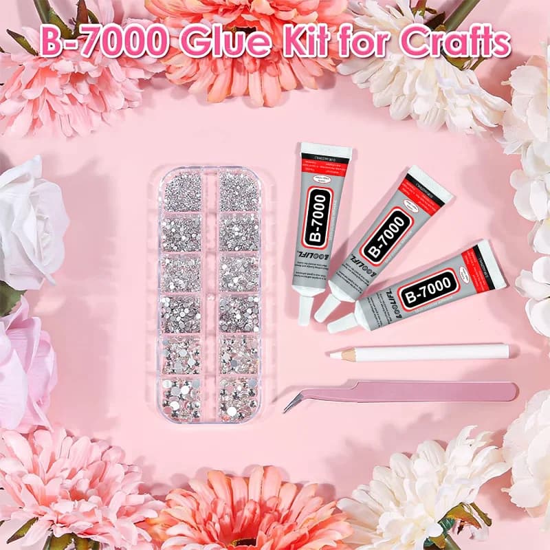 B-7000 super glue, transparent rhinestone crafts, DIY tools and B7000 high viscosity glue are safe, harmless and quick-drying.
