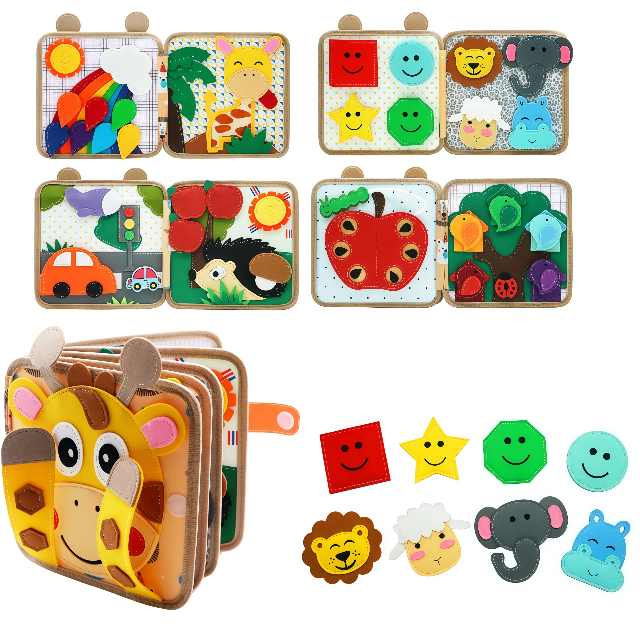 Montessori Toys Busy Book for Kids Color Shape Animal Cognition Early Education Toys Puppy Quiet Book Fine Motor Toys