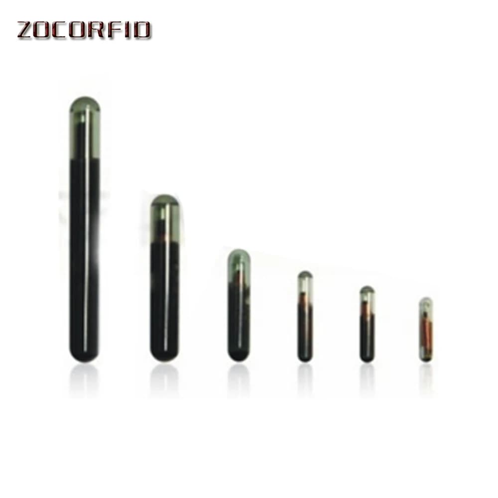 50pcs/lot 125KHZ/134.2KHZ 2.12*12mm/1.4*8mm Microchip Animal RFID Tag With EM4305 Chip ISO11784/5