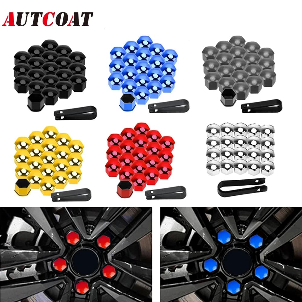 AUTCOAT 17mm Car Wheel Nut Caps Protection Covers Caps Anti-Rust Auto Hub Screw Cover Car Tyre Nut Bolt Exterior Decoration