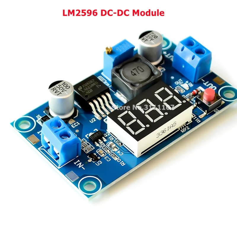 LM2596 DC-DC adjustable step-down module with voltmeter display