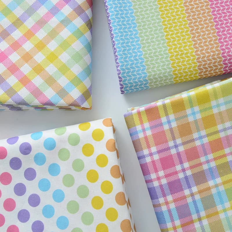 Rainbow Geometry Plaid Polka Dot Cotton Digital Printing Fabric For Sewing Children Dress Shirts By Half Meter