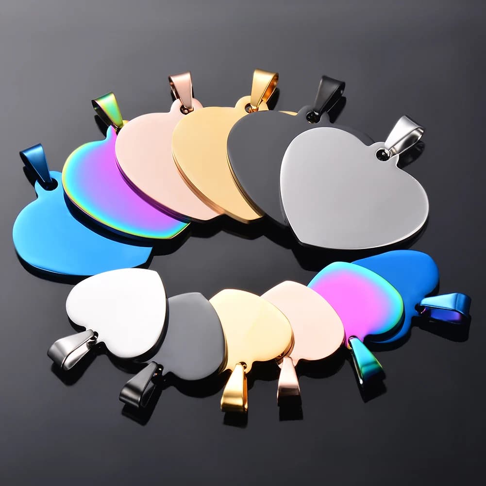 10pcs Wholesale Unisex Minimalis Stainless Steel  Dog Tag Heart Pendant Necklace High Polished necklace chain jewelry gifts