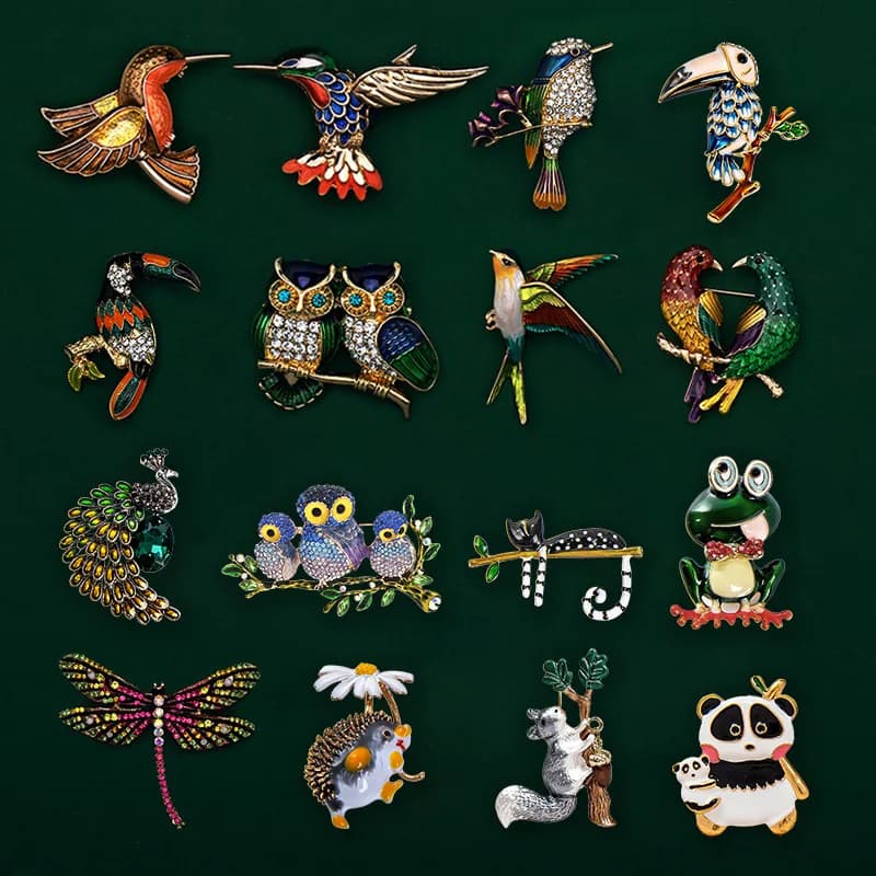 Creative Enamel Female Suit Bird Dragonfly Animal Pin Brooch Fashion Woman Girl Bag School Bag Brooches Accessories