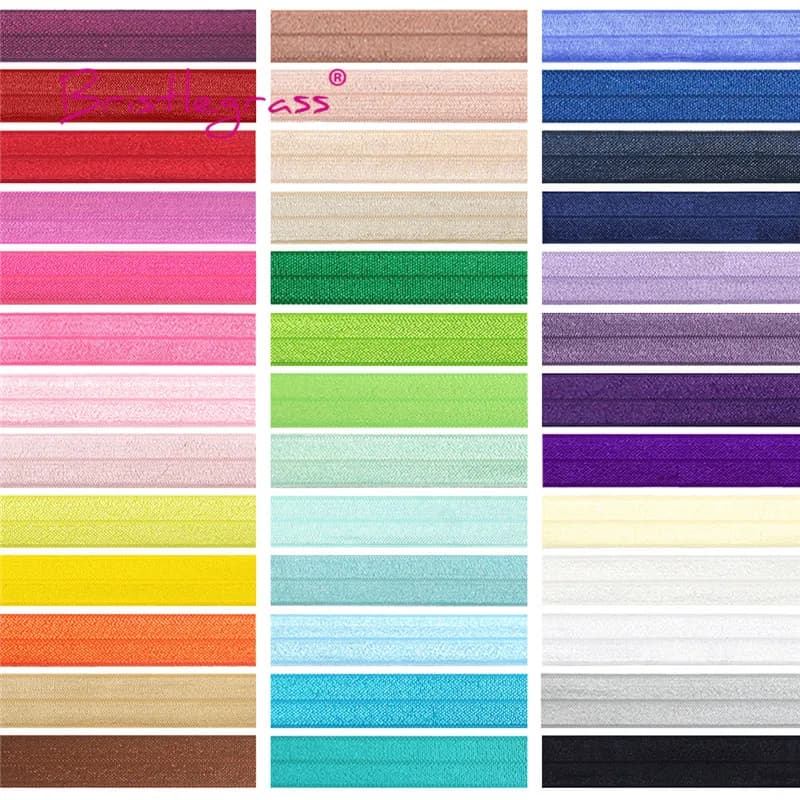 BRISTLEGRASS 2 5 10 Yard 3/4" 20mm Solid Shiny FOE Fold Over Elastic Spandex Satin Band Hair Tie Headband Dress Sewing Lace Trim