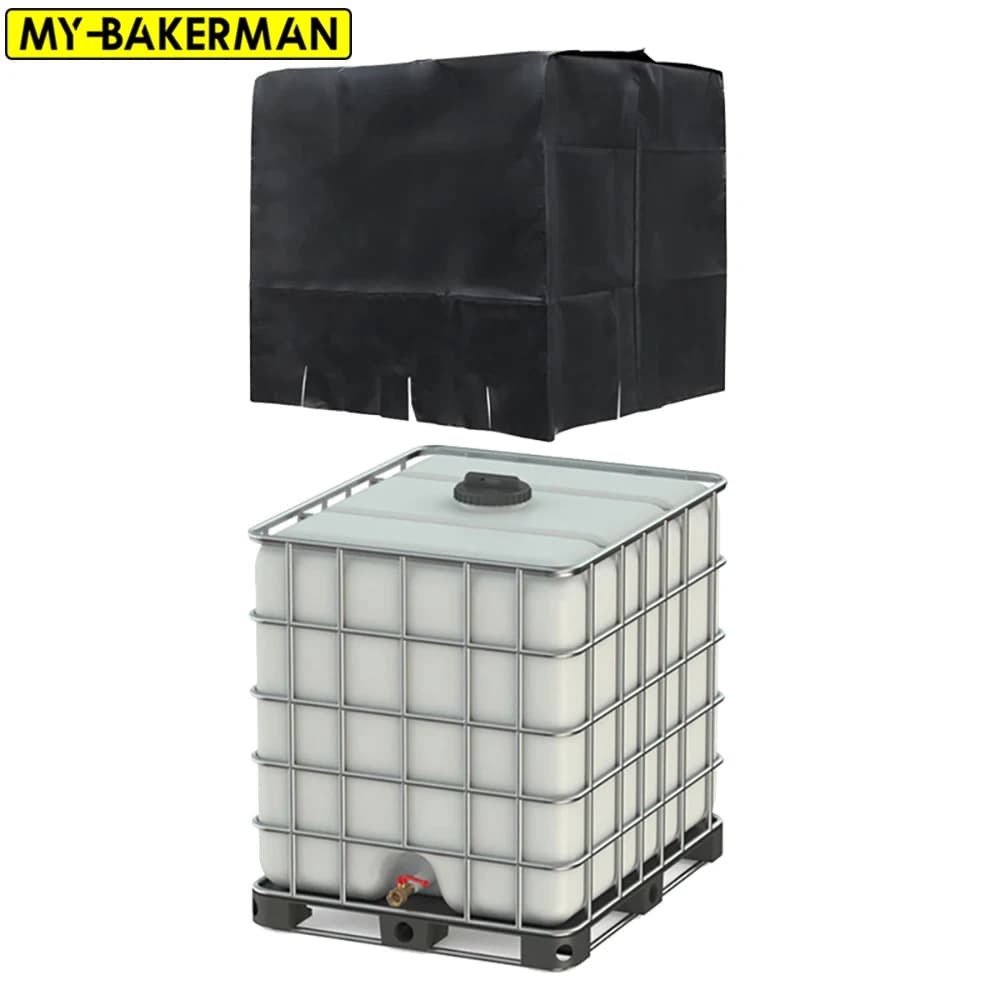 Black IBC Tote Cover 275 Gallon Dustproof Protective Cover for IBC Water Tank Pallet Garden Furniture Cover