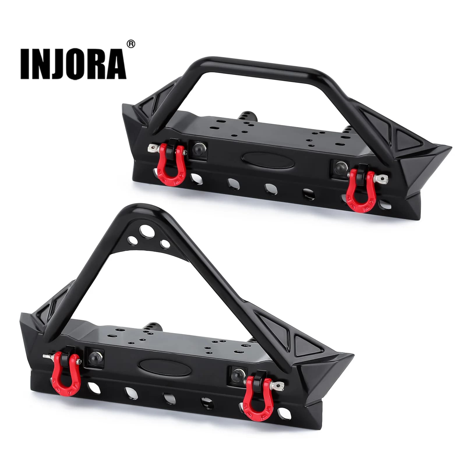 INJORA Metal Front Bumper with Lights for 1/10 RC Crawler Axial SCX10 90046 SCX10 III AXI03007 AXI03003 Upgrade