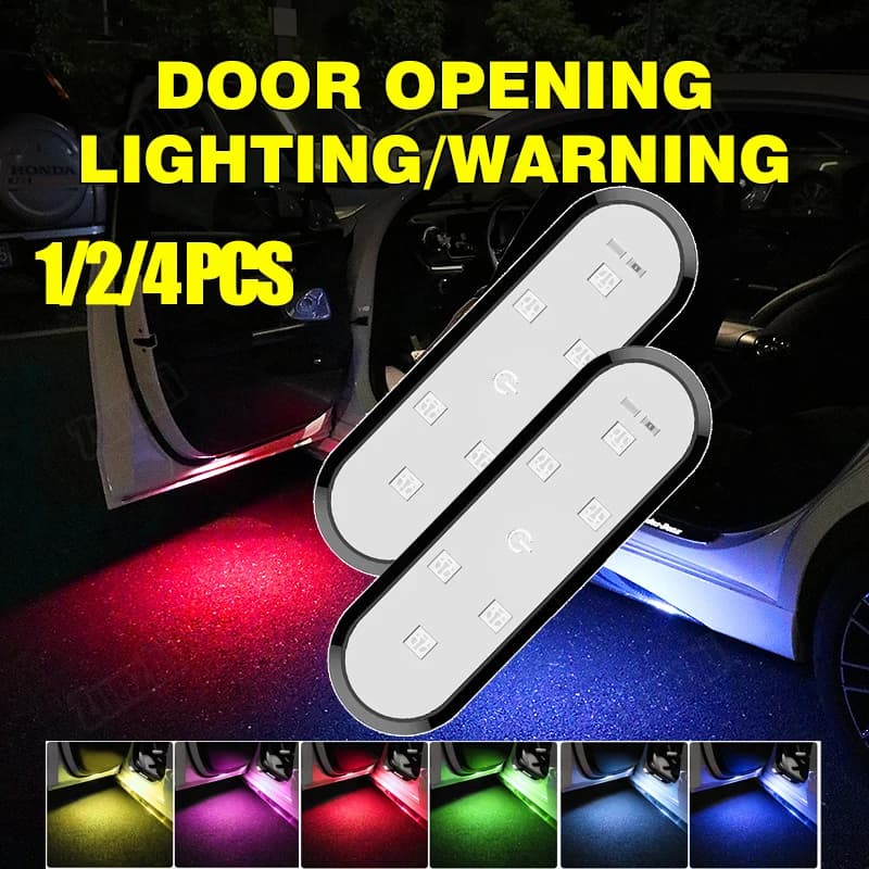1/2/4pcsCar Warning Door Light LED Anti-collision Door Burst Flashing Light Inductive Atmosphere Welcome Light Wiring