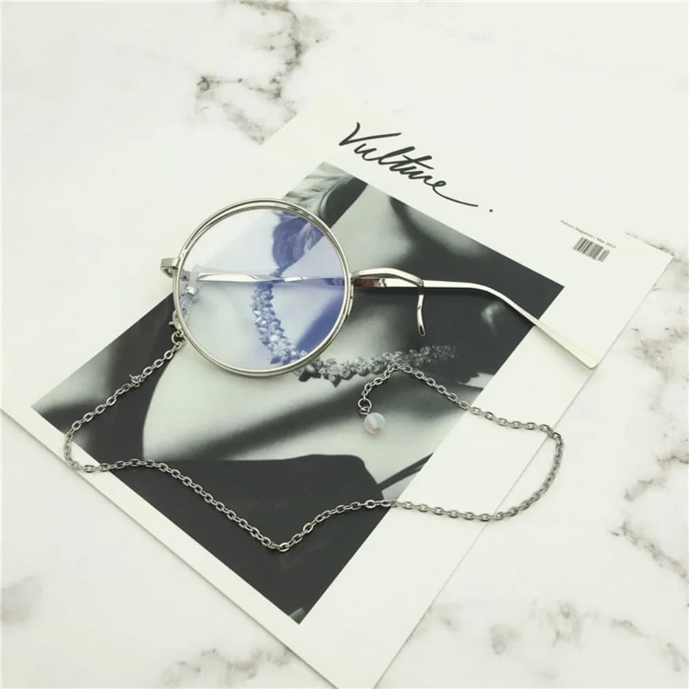 Cos Monocle Unilateral Glasses Retro Steam Punk Lolita British Style Metal Sunglasses with Chain Plain Mirror One-Sided Eyeglass