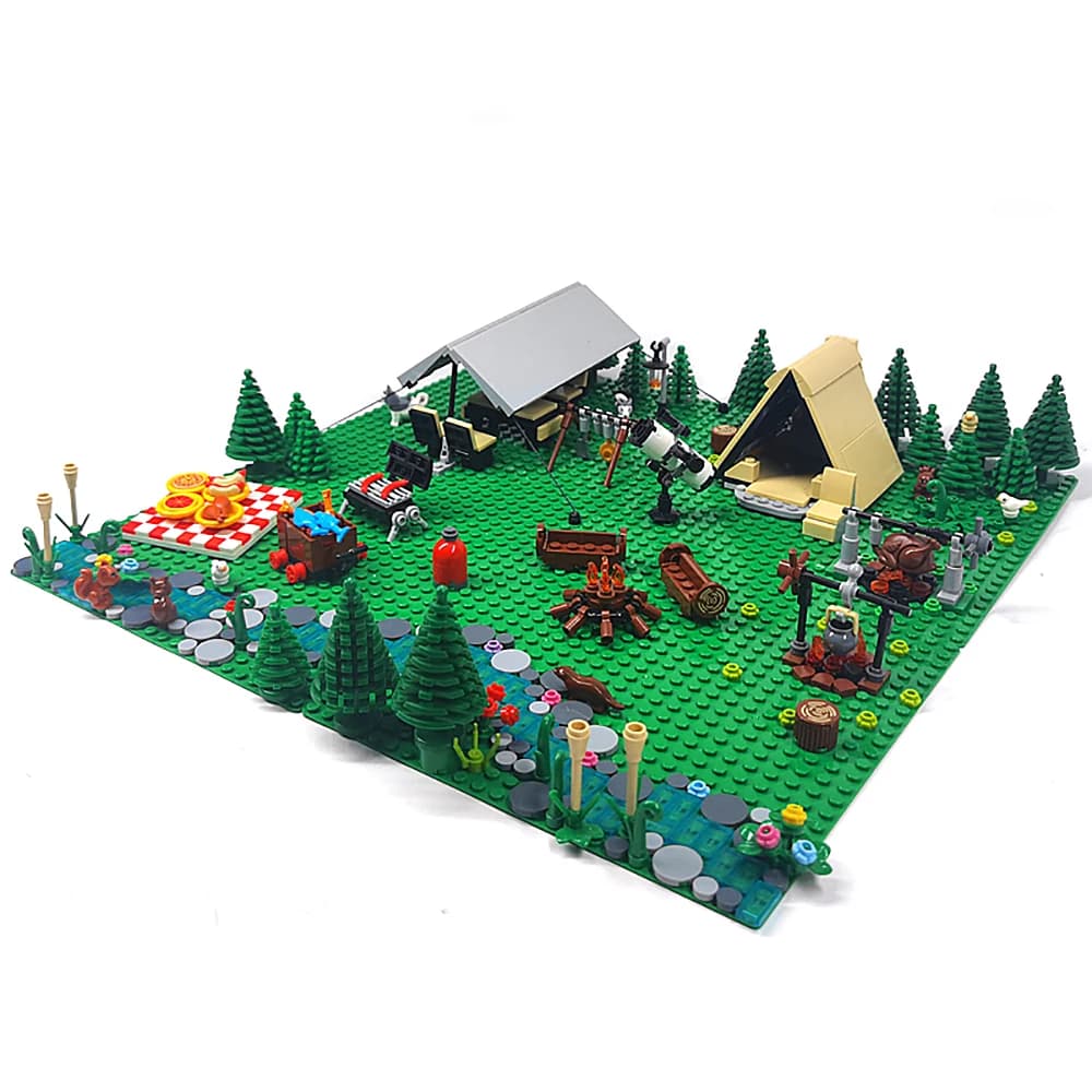 Camping Building Block Set Outdoor Forest Tent Camping Adventure Campfire Picnic Barbecue Toys Compatible With Classic Brands