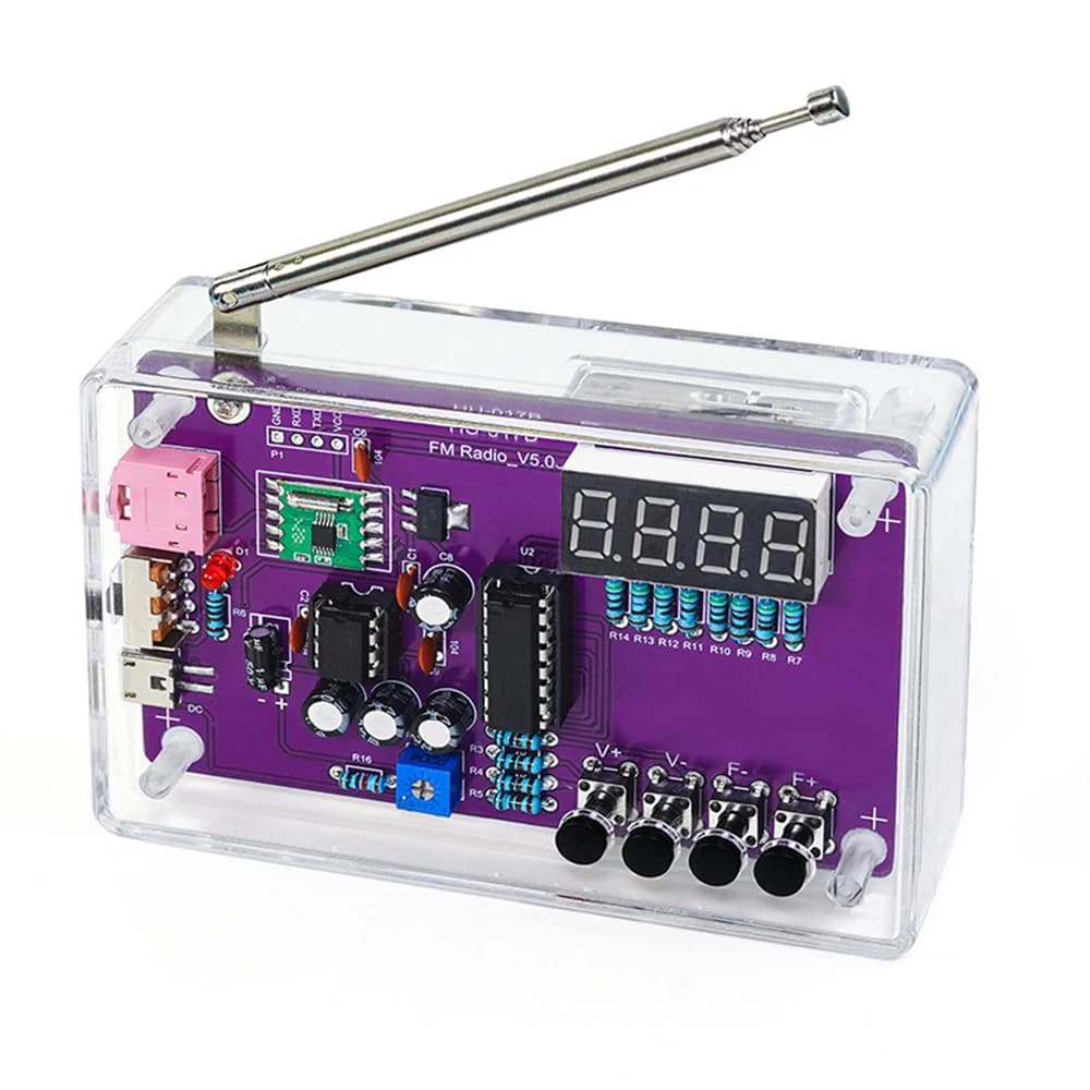 HU-017A Multifunction Radio DIY Kit 87~108MHz FM Adjustable Radio DIY Module LED Digital Display Volume Adjustable
