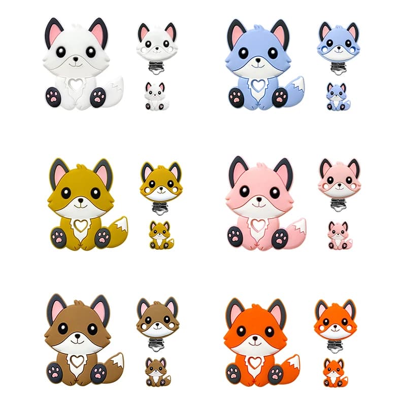 1/3/10pcs New Silicone Teether Cartoon  Squirrel Head Animal Food Grade DIY Baby Teething Teether Toy Accessories Ring
