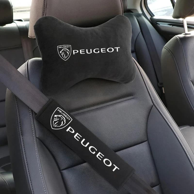 Car Seat Belt Protection Shoulder Pads Headrest Neck Pillow For Peugeot 206 307 308 3008 207 208 508 2008 5008 Auto Accessories
