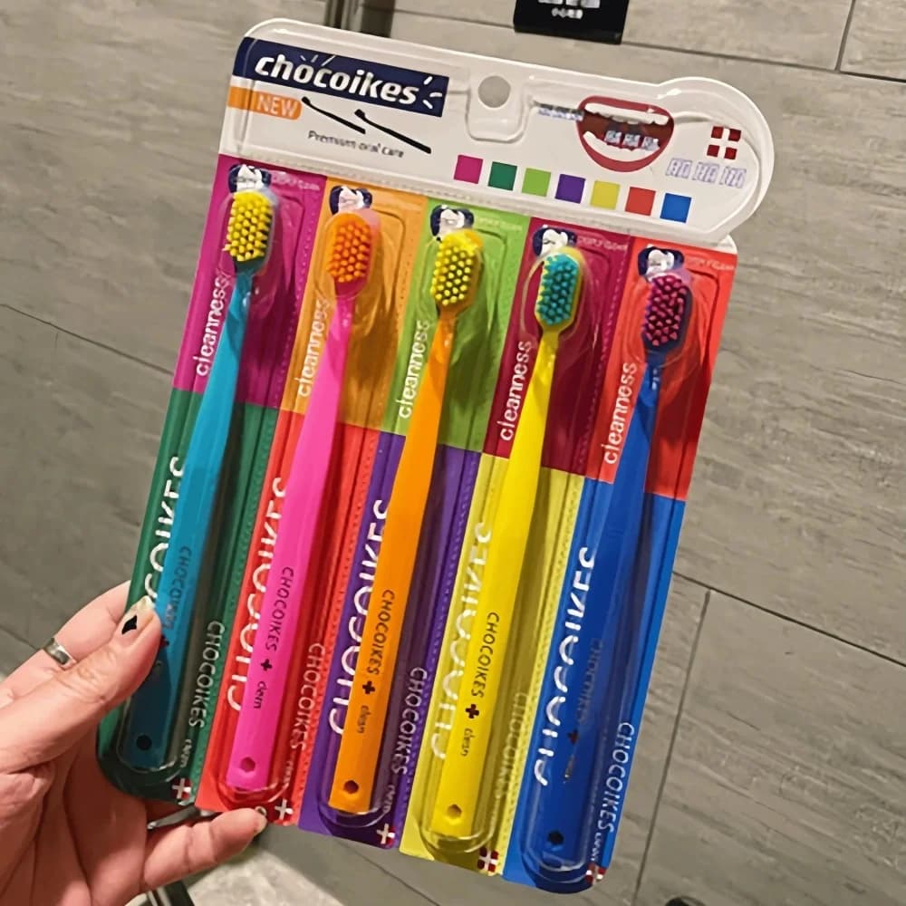 5pcs Soft Toothbrush Macaron Color Series Household Toothbrush Orthodontic Adult  Toothbrush Ideal Choice For Travel and Hotels