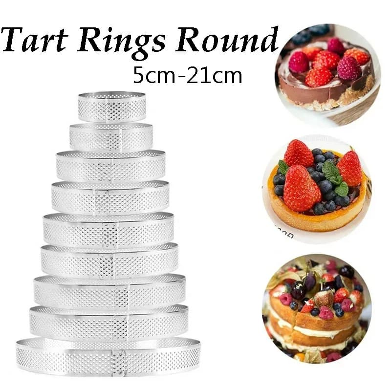 4cm-21cm Tart Rings Round Stainless Steel Tart Ring for Baking Nonstick Metal Round Cake Ring Pastry Dessert Mousse Making Tool