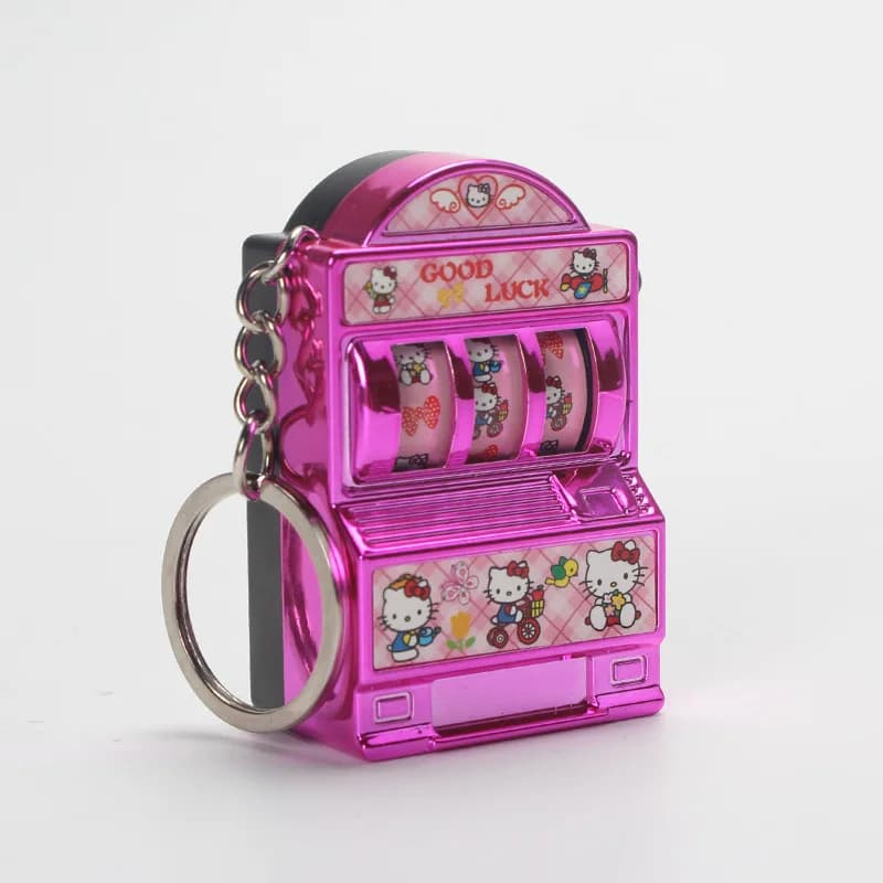 Mini Kawaii Hello Kitty Kuromi My Melody Cinnamon Slot Machine keychain Turnable Very Interesting Stress Relief Child Gift Toys
