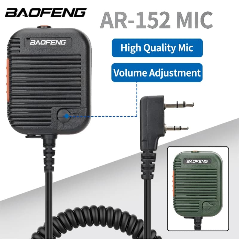 Baofeng AR-152 Tactical Microphone Speaker Mic Adjustable Volume For Baofeng AR 152 BF-888S UV-5R UV-25 UV-5RH Walkie Talkie