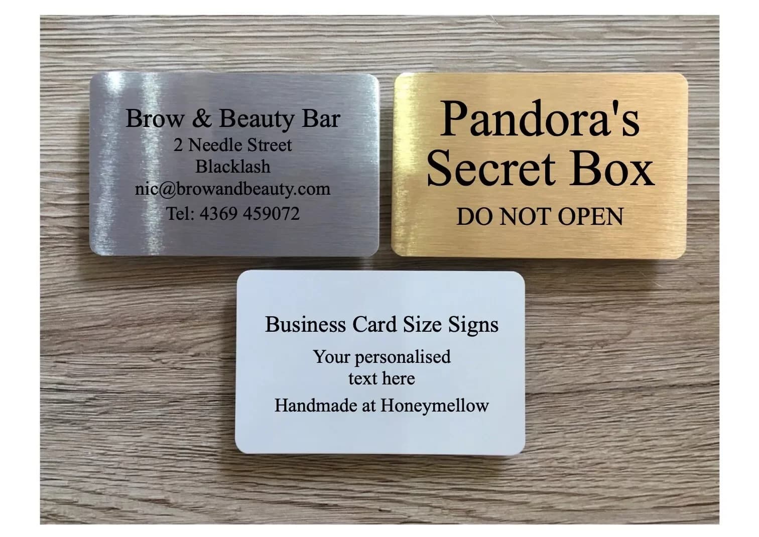 Customized Business Card Sign Brushed Silver/Brushes Gold/White Colors Door Number Office Plate