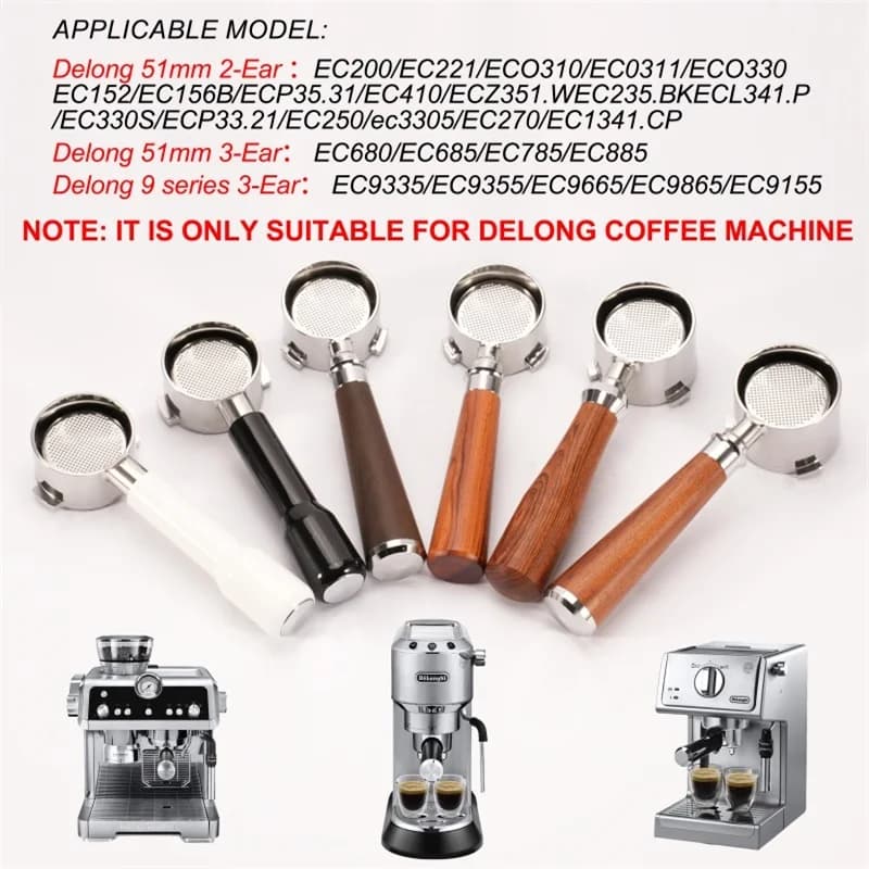 51mm Coffee Bottomless Portafilter For Delonghi EC680 EC310 Replacement Filter Basket Espresso Machine Handle Cafe Accessories