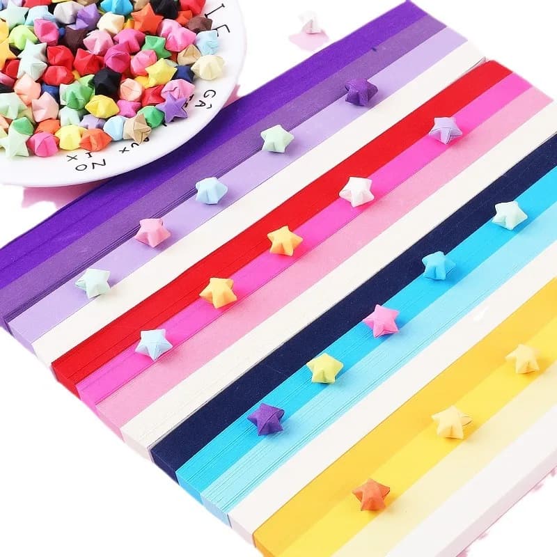 540 Sheets Star Origami Paper Assortment Colorful Star Double-Sided Lucky Origami Stars Papers DIY Arts Decor Folding Crafts