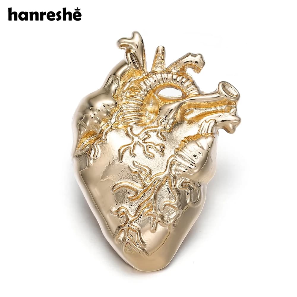 Heart Lapel Pins Metal Shirt Punk Jewelry Gift Cute Physician Medical Pin Badge Gold Color Brooches For Women Accessories