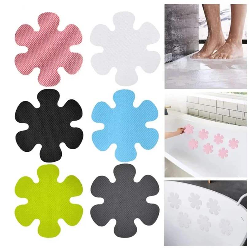 6/12/20PCS Anti Slip Bathtub Stickers Waterproof Flower Shaped Self-Adhesive Safety Shower Anti-Slip Appliques for Home Bathroom