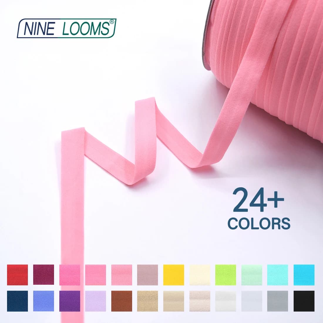 NINE LOOMS Matte Fold Over Elastic FOE 5/8" 15mm Non-Shiny Spandex Band Webbing Headband Underwear Dress Sewing Trim 2 5 10 Yard