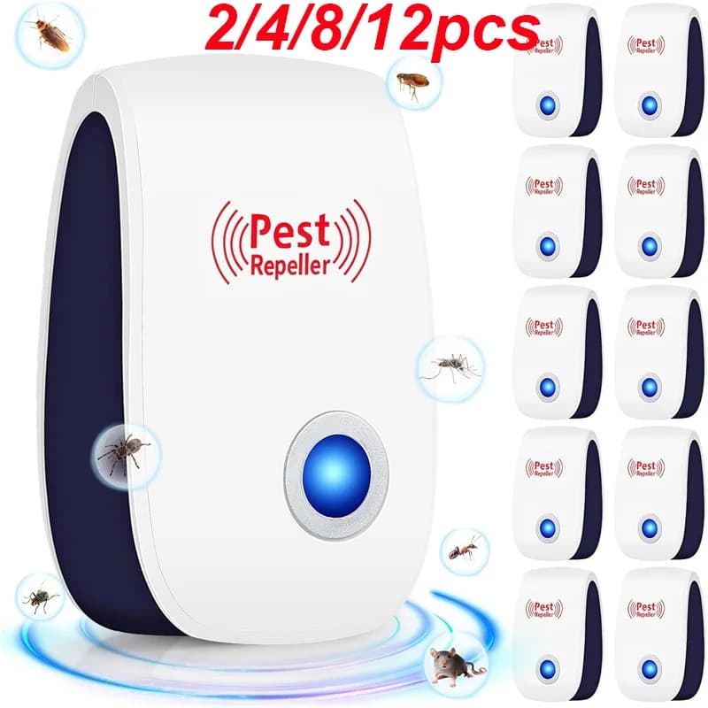 2/12pcs Pest Reject Ultrasound Mouse Cockroach Repeller Device Insect Rats Spiders Mosquito Killer Pest Control Household Pest