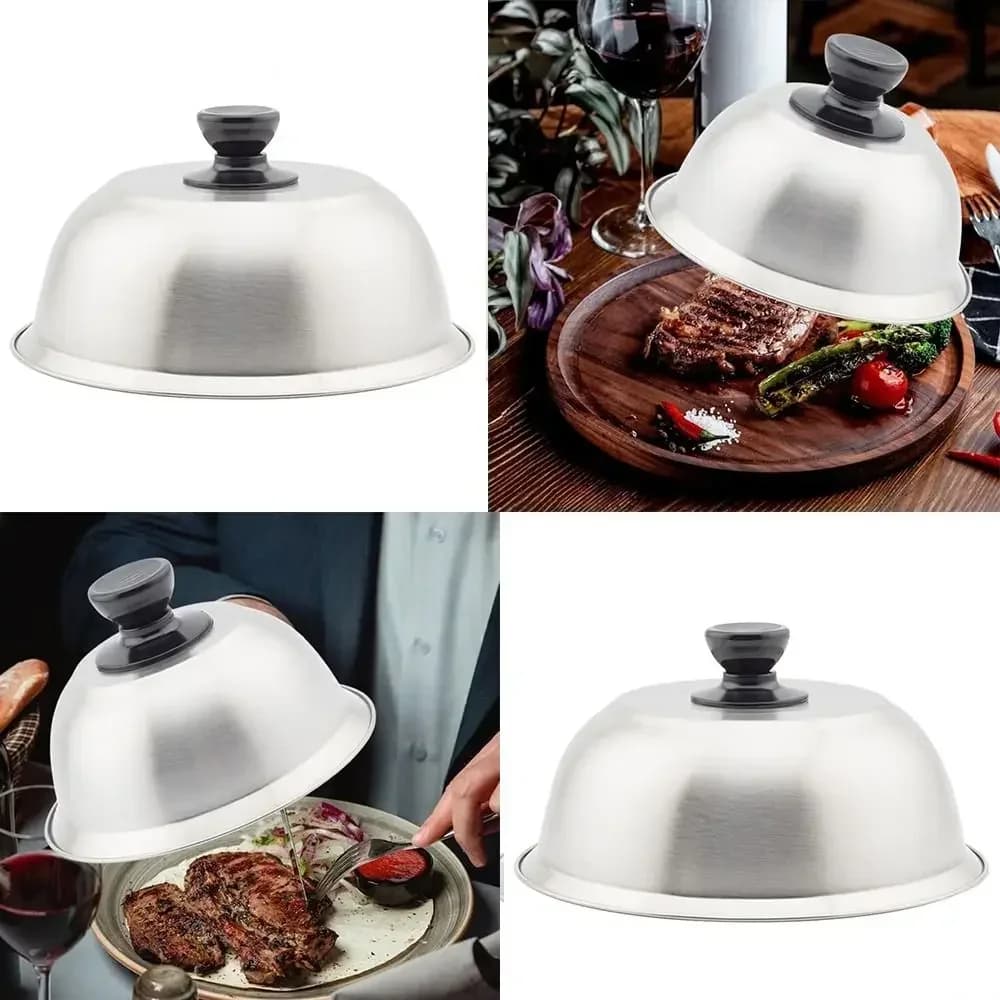 Stainless Steel Multi-Use Pan Cover | BBQ Grill Lid for Burgers Steak & Cheese Melting Dome | Cookware Accessories