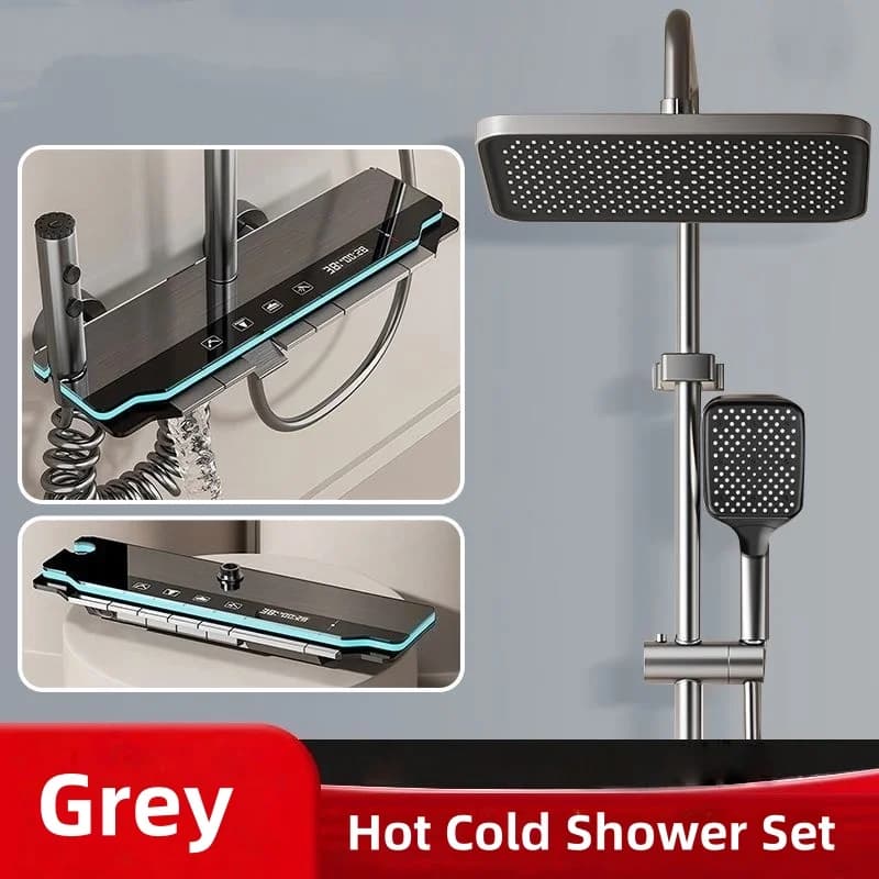 【Ship From EU】Luxury Bathroom Shower Faucet Set  Digital Temperature Display With Light Shower Hot Cold Shower Mixer Taps