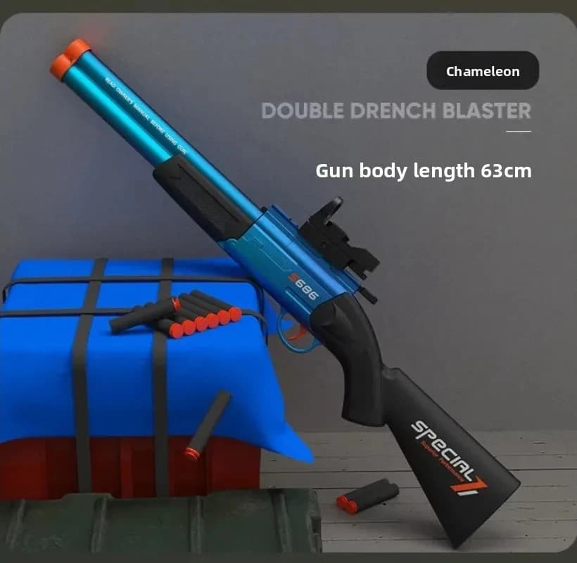 Double Barreled Airsoft Rifle S686 Toy Gun with Dual Soft Bullets for Outdoor Sports Games Gift for Kids