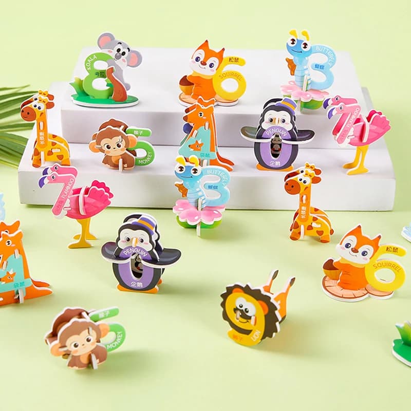 20pcs Cartoon Animals Foam Puzzle 3D Educational Toys for Kids Birthday Party Favors Guest Gift Classroom Rewards Goodie Fillers