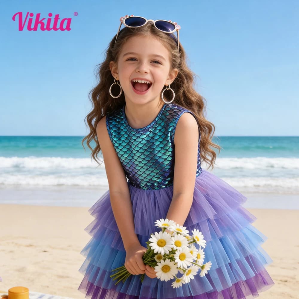 Girls Perform Mermaid Dress Children Princess Tutu Dress Toddlers Summer Prom Dresses Kids Birthday Party School Casual Clothes