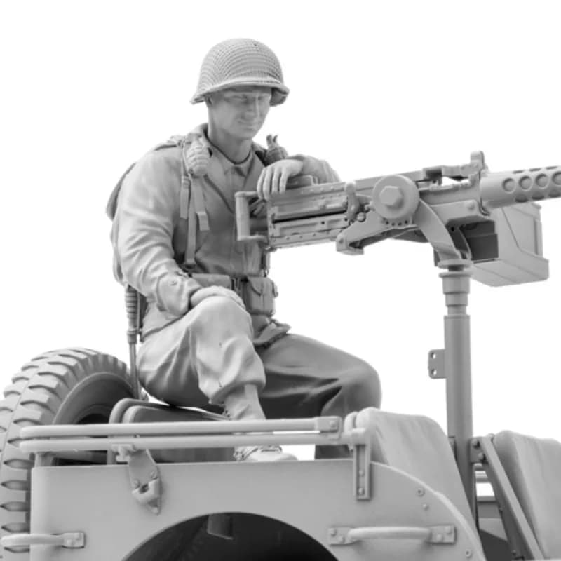 1/16 Scale Die-Cast Resin Figure Model Kit WWII US Army Gunner (No Car) Unassembled and Unpainted