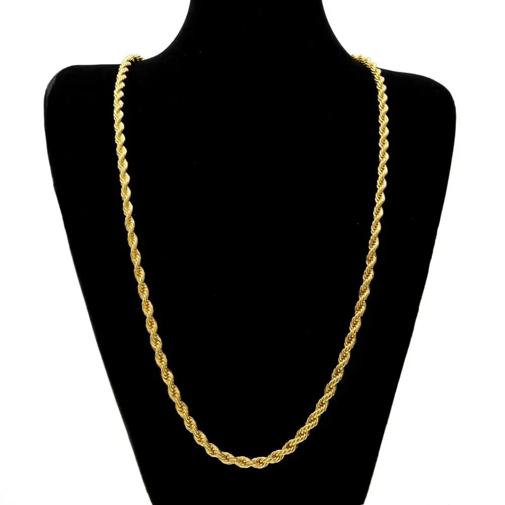 Hot y2k 18K Gold Necklace 4MM Twisted Rope Twist Electroplating Chain for Men Women Wedding Jewelry Gifts