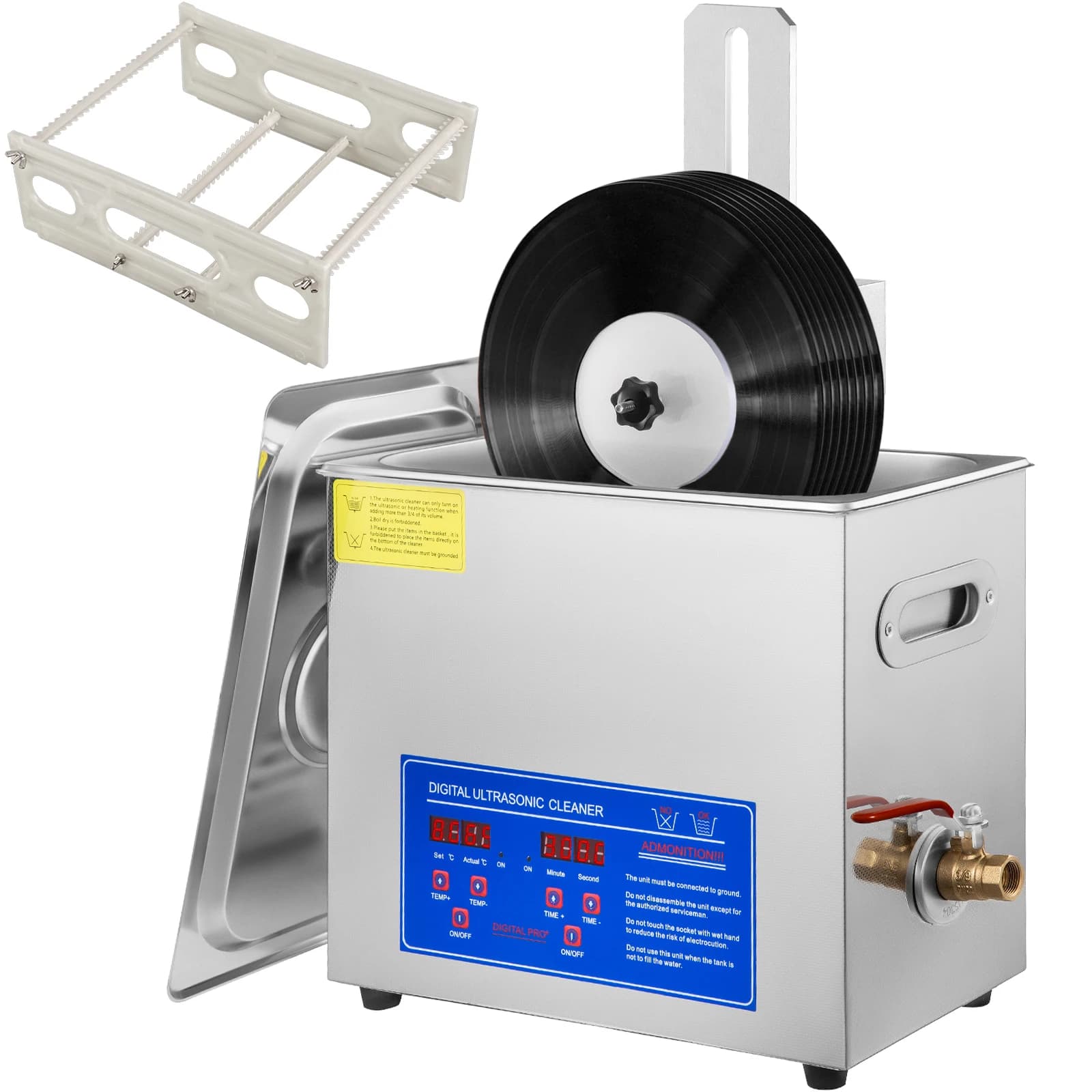 SucceBuy Ultrasonic Cleaner 6L Ultrasonic Vinyl Cleaner 7-12 In 8 Records Ultrasonic Vinyl Cleaning Machine 180W for Home Store