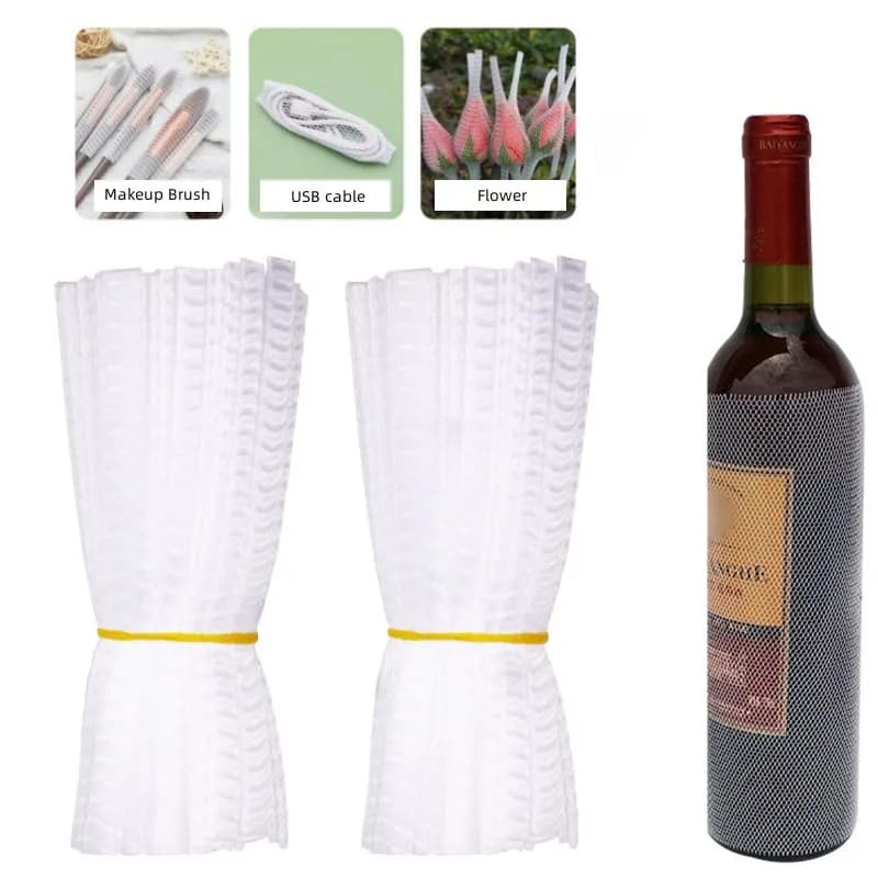 50pcs PE Wine Bottle Bag Drink Water Liquor Bottle Prevent Friction Protection Sleeve Flower Net Cover Makeup Brush Protector