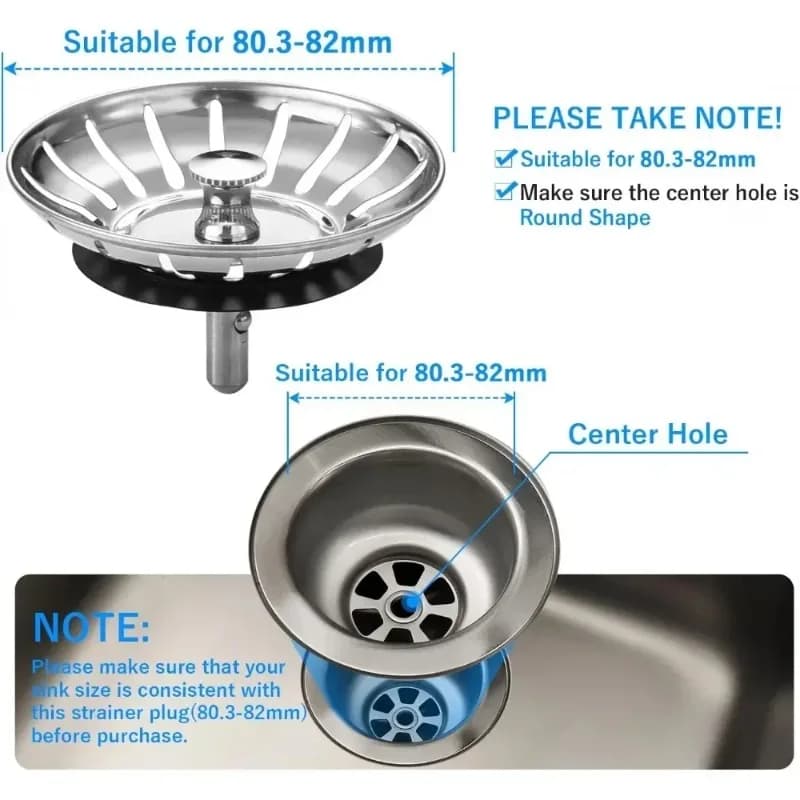 78/79/82/84mm Kitchen Sink Filter Hole Bathtub Hair Catcher Stopper Bathroom Sewer Drain Strainer Basin Sink Waste Filter Tool