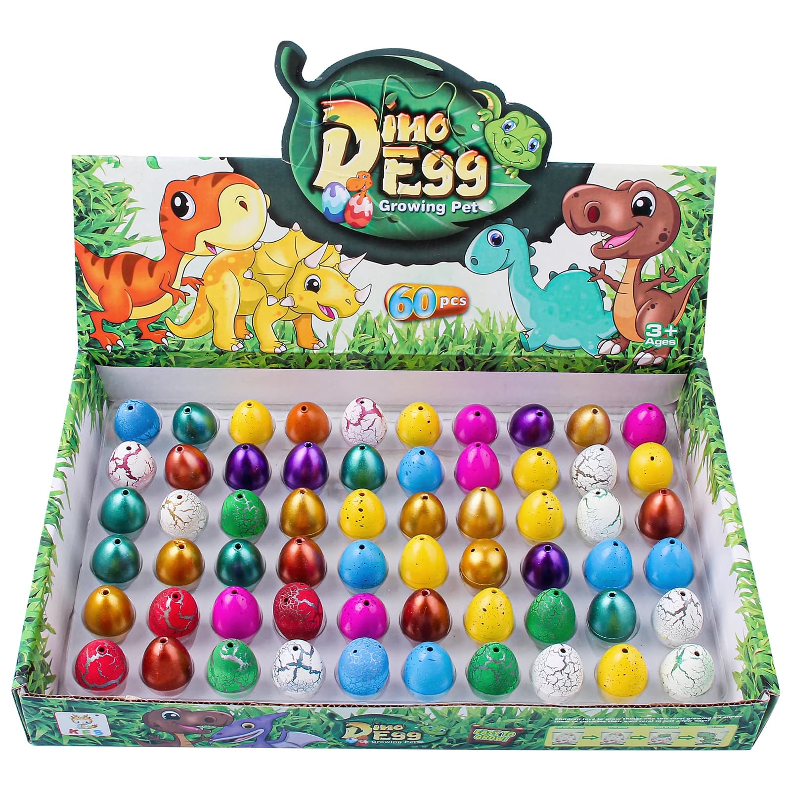 Sunpao 60pcs Magic Dinosaur Eggs Hatching in Water Growing Dinosaur Egg Animal Breeding Educational Toys for Children Kids Gifts