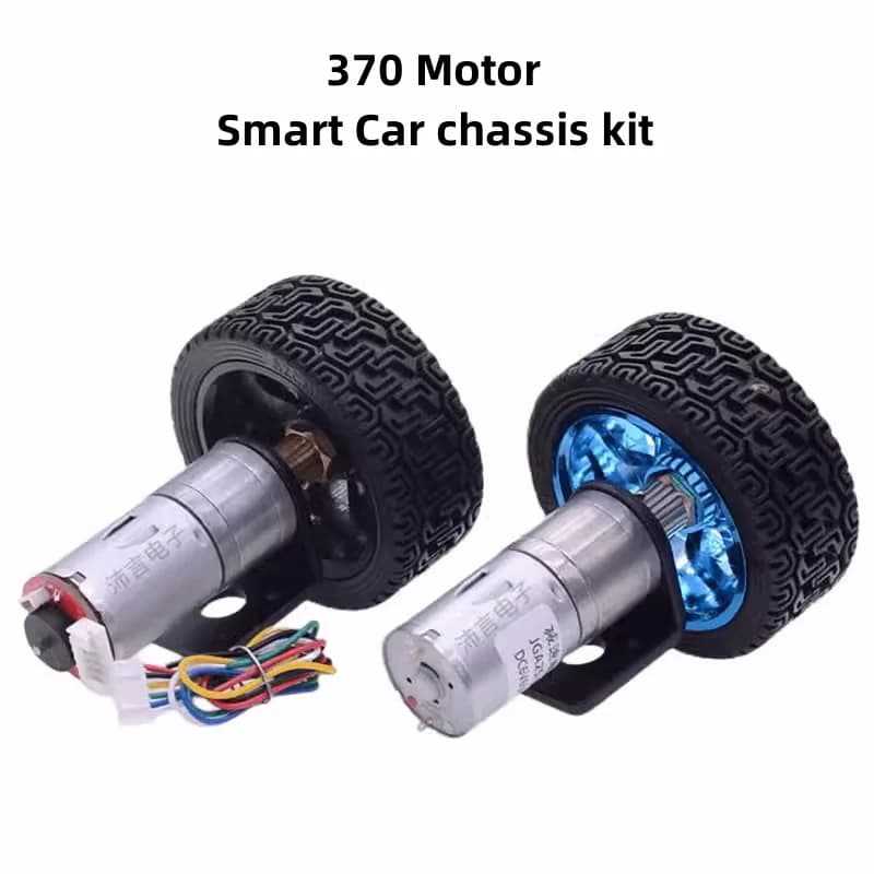 JGA25-370 Smart Car Chassis Kit Encoder 12V24V Gear Motor Wheel Bracket Robot Model + Bracket + Coupling + Wheel