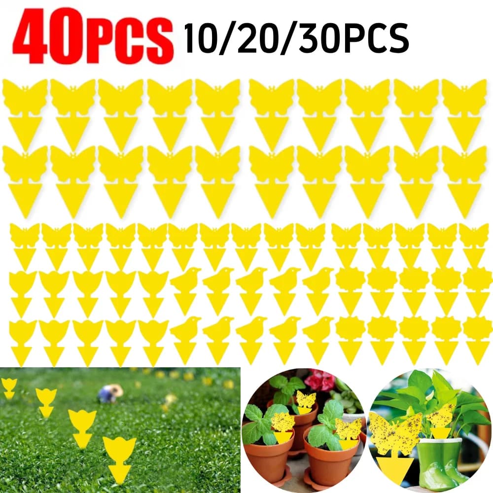10-40Pcs Sticky Traps Fruit Fly Trap Yellow Sticky Bug Trap for Indoor Outdoor Use Insect Pest Control Garden Strong Glue Plant