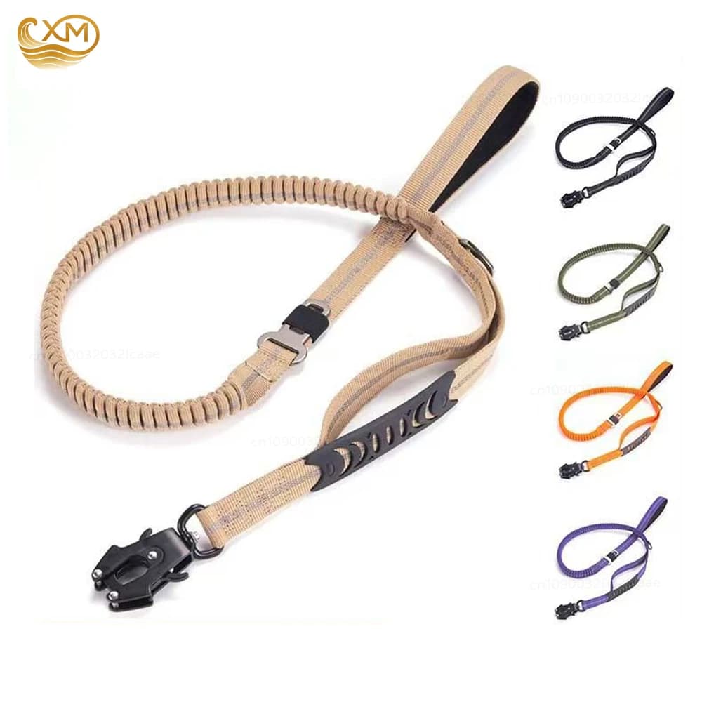 Reflective Shock Absorbing Dog Leashes with Car Seatbelt for Large Dogs Heavy Duty Tactical Bungee Dog Leash No Pull Dog Leash