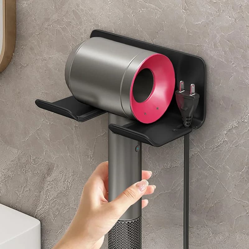 Aluminum Hair Dryer Cradle Wall Mounted No Drill Self Adhesive Metal Hairdryer Holder for Dyson Xiaomi Laifen Hair Dryer Stand