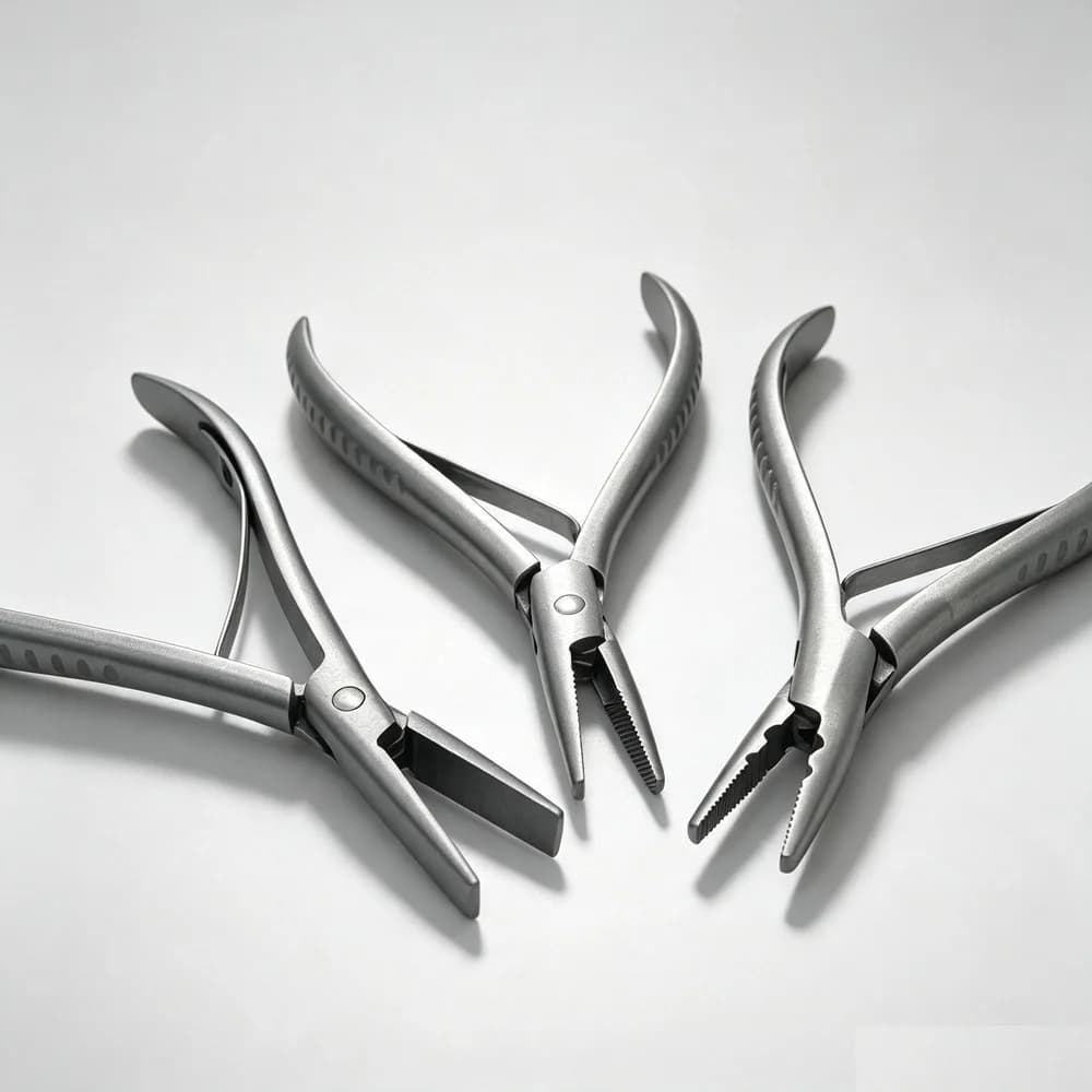 3 Type 7 Inch Silver Stainless Steel Clamp Hair Extension Plier with Two Holes Keratin Hair Extensions Removal Tools