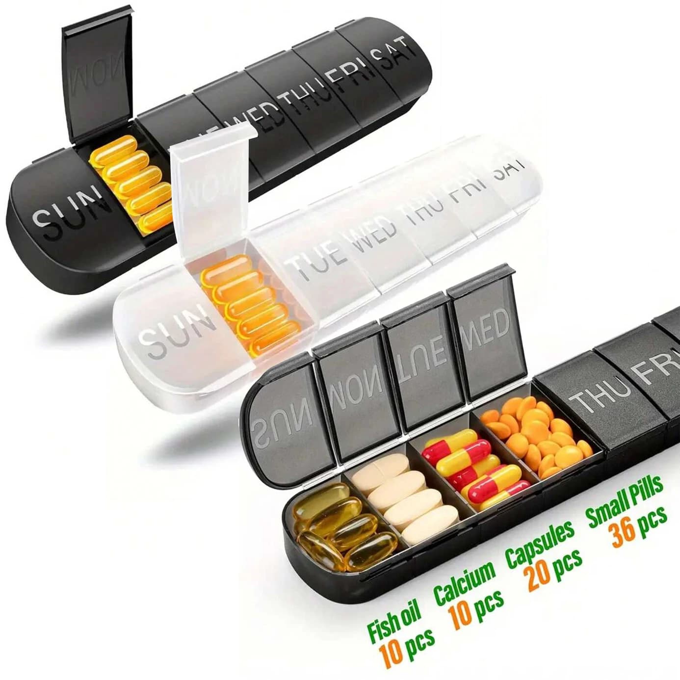 Weekly Pill Case Portable 7 Days Medicine Tablet Box Travel Drugs Storage Organizer Vitamin Fish Oil Compartments Packaging Case