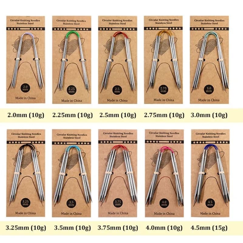 23cm Stainless Steel Circular Knitting Needles Set  3pcs Circular Knit Needles DIY Yarn Hand Knitting Needles Tools Accessories