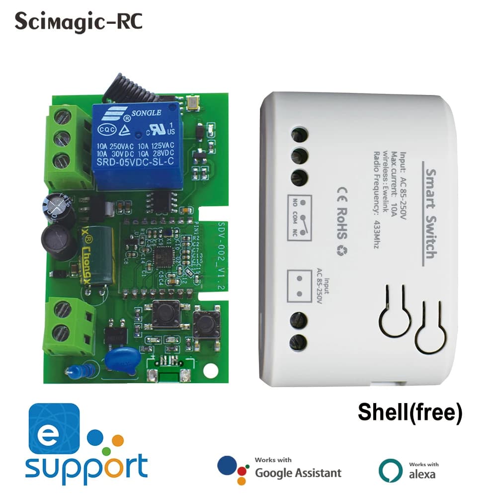 EWelink Wifi Smart Switch Home Automation 1CH WiFi Relay  AC DC 7-32V AC 85-250V Smart Lamp Light Switch Alexa Google Home