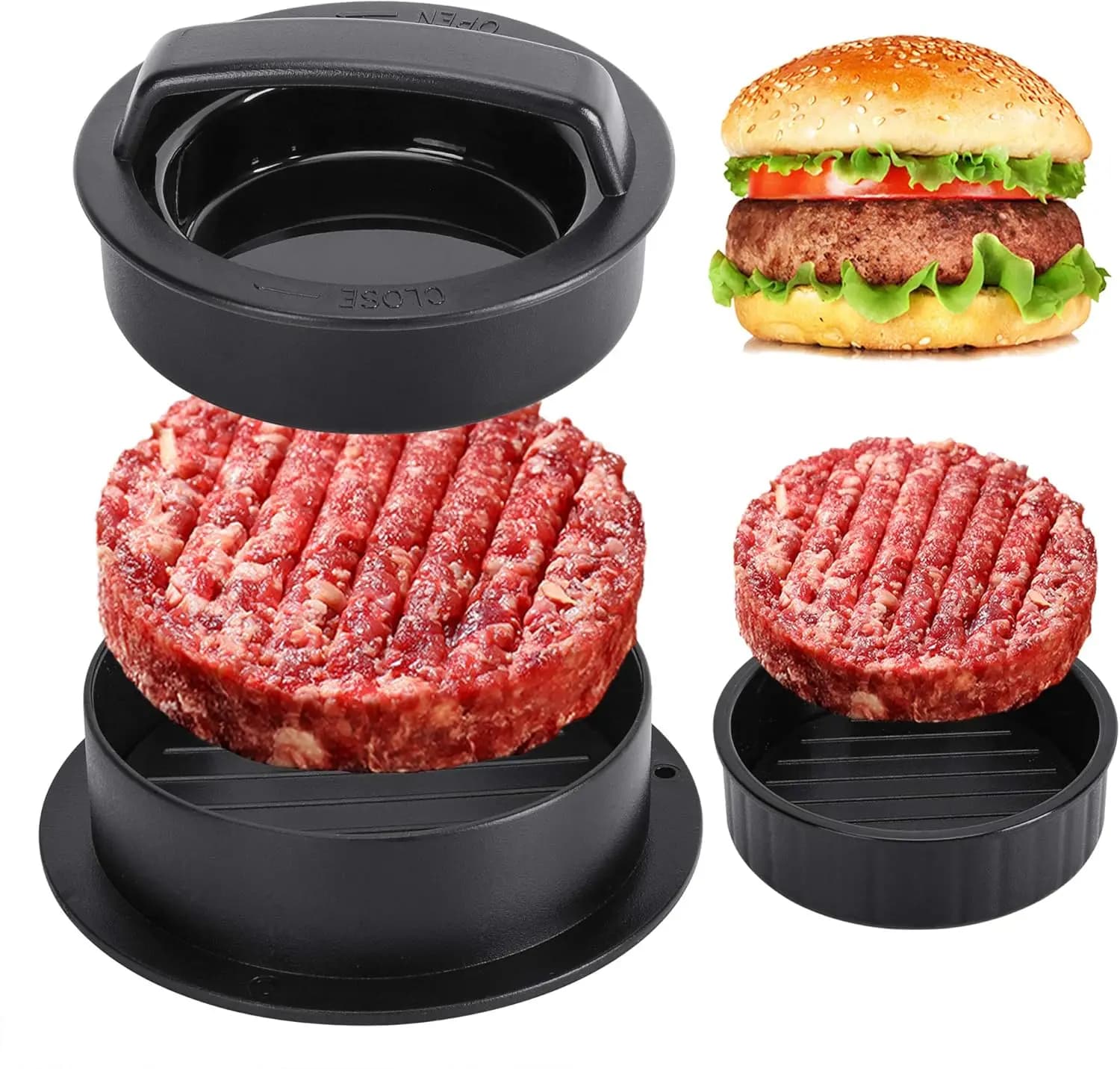 Round Hamburger Burger Press Beef Grill Food-Grade ABS Hamburger Helper Meat Press Cutlets Patty Maker Mold Kitchen Gadgets